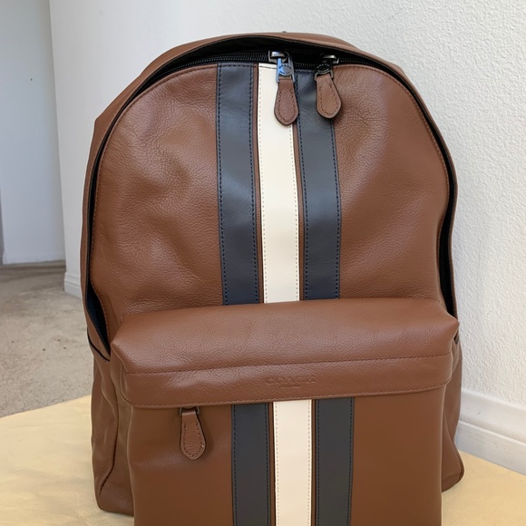 NWT COACH Charles In Varsity Leather Backpack - Picture 2 of 8